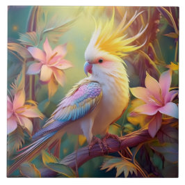 虹色の翼のオカメインコ ファンタジー・バード タイル
