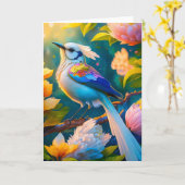 虹色の翼を持つカケス幻想の鳥 カード (黄色い花)