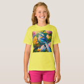 虹色の翼を持つカケス幻想の鳥 Tシャツ (正面フル)