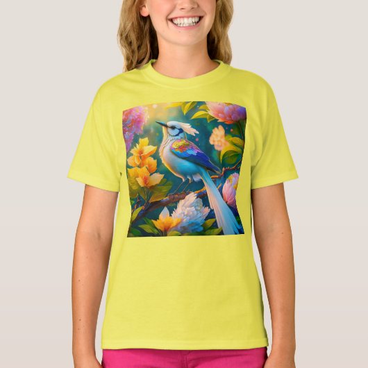 虹色の翼を持つカケス幻想の鳥 Tシャツ (正面)