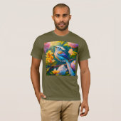 虹色の翼を持つカケス幻想の鳥 Tシャツ (正面フル)
