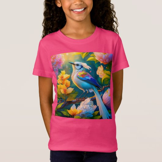 虹色の翼を持つカケス幻想の鳥 Tシャツ (正面)