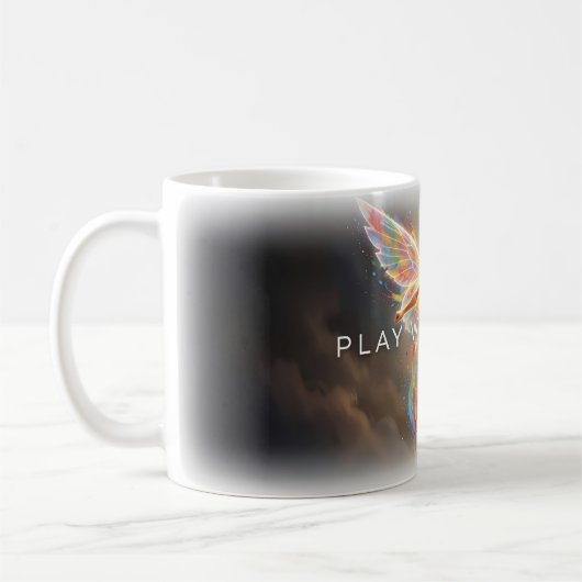 虹色の翼を持つマグカップで心から遊ぼう コーヒーマグカップ (左)