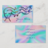 虹色の背景にフェイクある音楽少女 名刺 (正面/裏面)