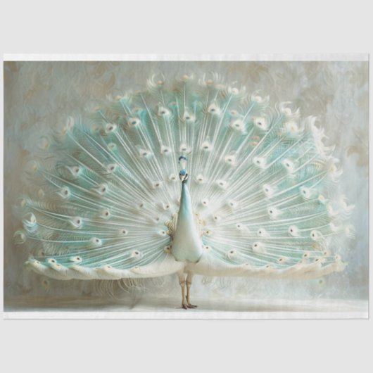 虹色の色の孔雀のデコページ 薄葉紙 (正面)