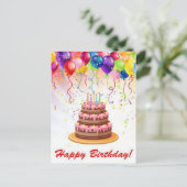 虹色の花火の誕生日ポストカード ポストカード (スタンド正面)