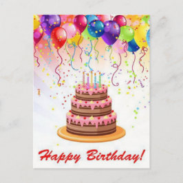虹色の花火の誕生日ポストカード ポストカード