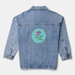 虹色の花、ターコイズブルーの円、名前 デニムジャケット