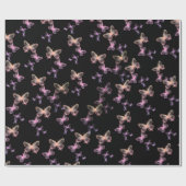 虹色の蝶オンブラック ラッピングペーパー (フラット)