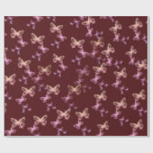 虹色の蝶オンマルーン ラッピングペーパー (フラット)