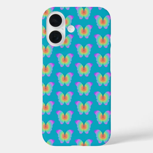 虹色の蝶パターン Case-Mate iPhoneケース (裏面)