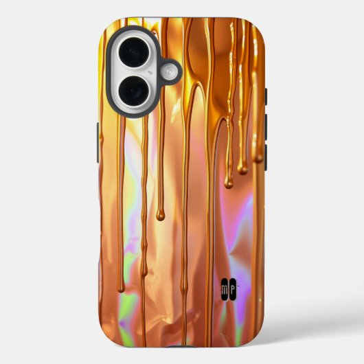 虹色の表面の黄金の滴 Case-Mate iPhoneケース (裏面)