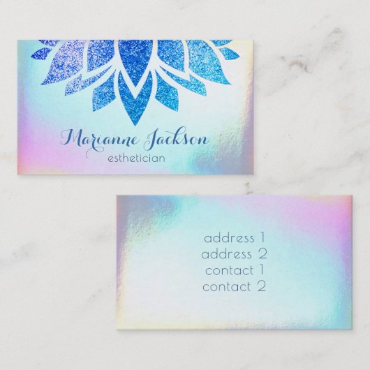 虹色の質感を持つフェイクハスの花 名刺 (正面/裏面)