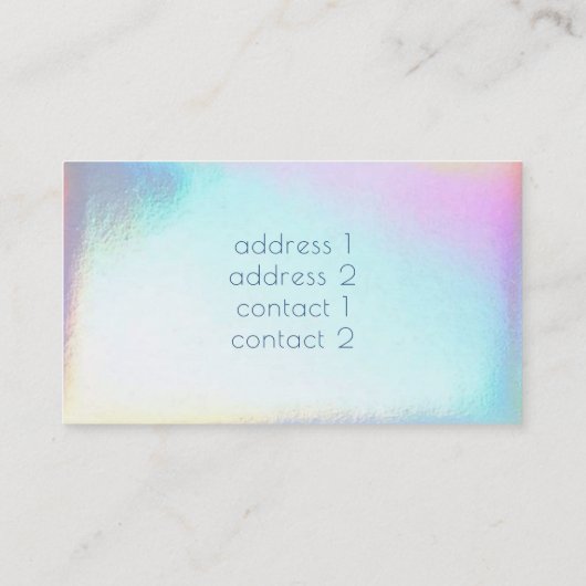 虹色の質感を持つフェイクハスの花 名刺 (裏面)