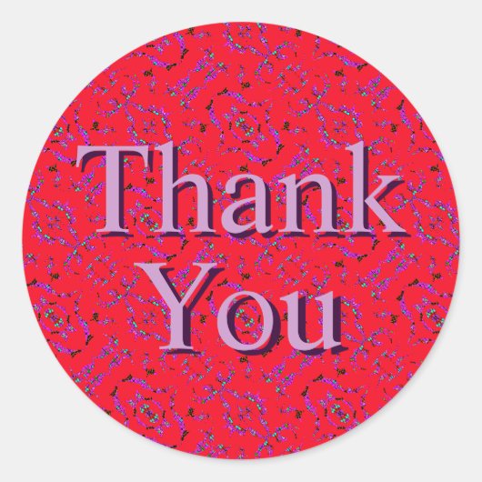 虹色の赤い紫色パターンはステッカー感謝していしています ラウンドシール (正面)