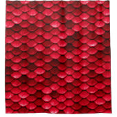 虹色の赤の光沢のあるグリッターマーメイドフィッシュスケール シャワーカーテン (正面)