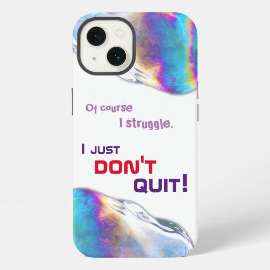 虹色の輝きの泡のユーモラスなレタリング iPhoneケース (裏面)