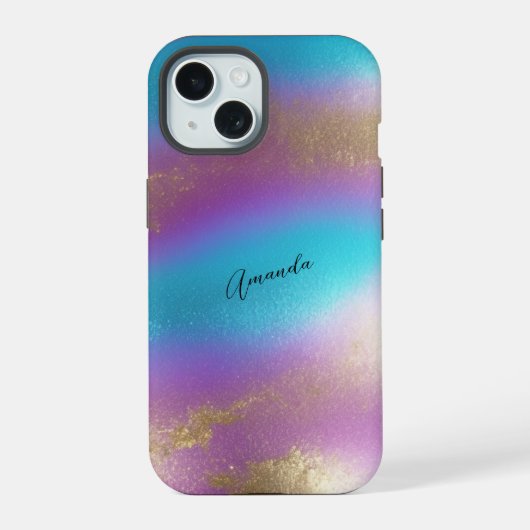 虹色の輝きグラマラス iPhone 15ケース (裏面)