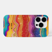 虹色の輝カラフルきがテクスチャを攪拌 iPhoneケース (裏面横)