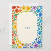 虹色の野生の花をあしらった、素朴なフローラルウェディング 招待状 (裏面)