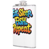 虹色の釣り好きデザイン Eat Sleep Fish Repeat Rainbow フラスク (左)