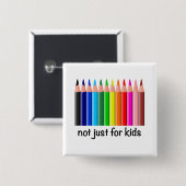 虹色の鉛筆だけでなく子供へデザイン 缶バッジ (正面&裏面)