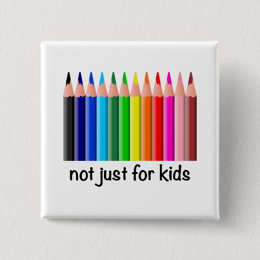 虹色の鉛筆だけでなく子供へデザイン 缶バッジ (正面)