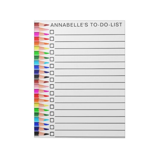 虹色の鉛筆リストをパーソナライズする ノートパッド (回転)