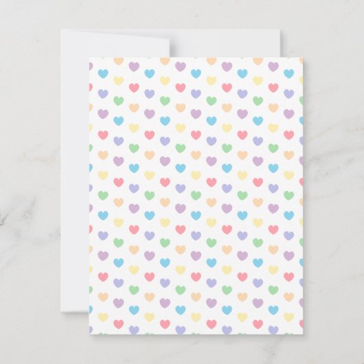 虹色の雲のハートのベビーはシャワーを振りかけます 招待状 (裏面)