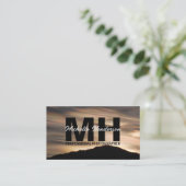 虹色の雲マウンテンシルエットブラック 名刺 (スタンド正面)