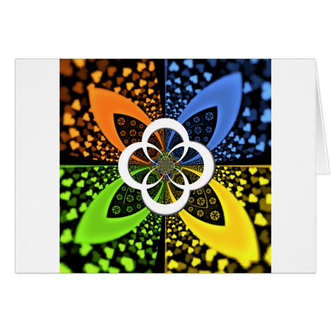 虹色の青い緑の黄色のハート (正面横)