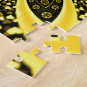 虹色の青い緑の黄色のハート ジグソーパズル (側面)