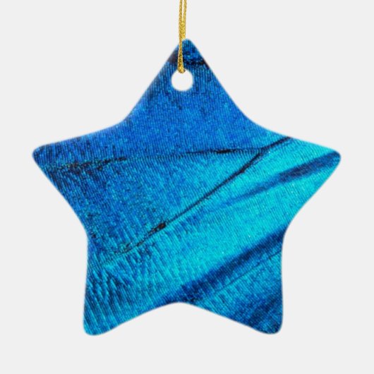 虹色の青い蝶の羽 セラミックオーナメント (正面)