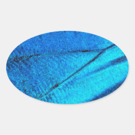 虹色の青い蝶の羽 楕円形シール
