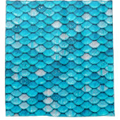 虹色の青グリッター光沢のある人魚はかりで測 シャワーカーテン (正面)