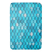 虹色の青グリッター光沢のある人魚はかりで測 バスマット (正面縦)