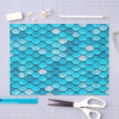 虹色の青グリッター光沢のある人魚はかりで測 薄葉紙 (クラフト)