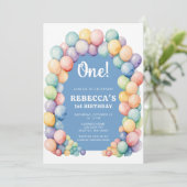 虹色の風船アーチ 誕生日 どんな年齢でも 招待状 (スタンド正面)