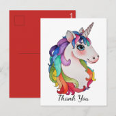 虹色の髪の水彩ユニコーン ポストカード (正面/裏面)