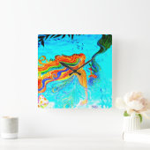 虹色の髪型 スクエア壁時計 (ホーム)