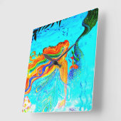 虹色の髪型 スクエア壁時計 (傾斜)