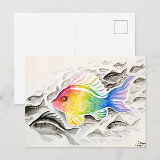 虹色の魚 ポストカード (正面/裏面)