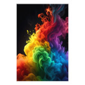 虹色の鮮やかインク煙の雲の黒い背景 フォトプリント (正面)