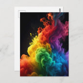 虹色の鮮やかインク煙の雲の黒い背景 ポストカード (正面/裏面)