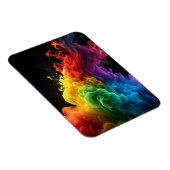 虹色の鮮やかインク煙の雲の黒い背景 マグネット (右側)