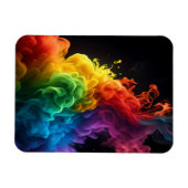 虹色の鮮やかインク煙の雲の黒い背景 マグネット (横)