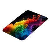 虹色の鮮やかインク煙の雲の黒い背景 マグネット (左側)