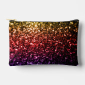 虹色の黄色い赤い紫の輝フェイクき アクセサリーポーチ (正面)