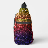 虹色の黄色い赤い紫の輝フェイクき スリングバッグ (正面)