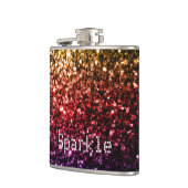 虹色の黄色の赤い紫のキラキラをパーソナライズ フラスク (左)